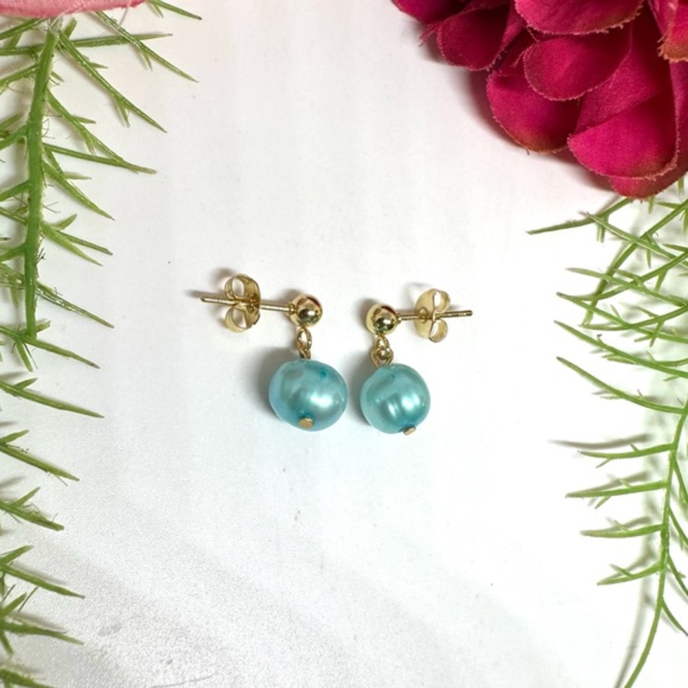 NEW⚜️Freshwater Teal Pearl Drop Earrings